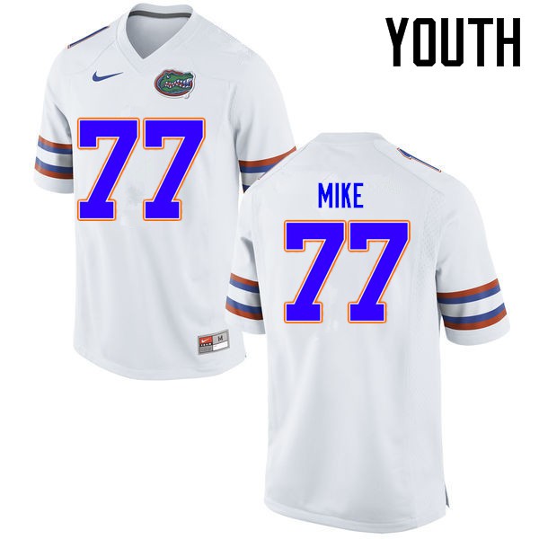 Florida Gators Youth #77 Andrew Mike College Football Jerseys White